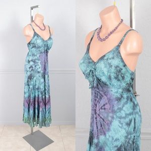 NWT Sakkas Blue Purple Tie Dye India Maxi Dress